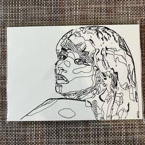 Sabrina Carpenter Original Pen on paper Monochrome Line Art Portrait 5x7in